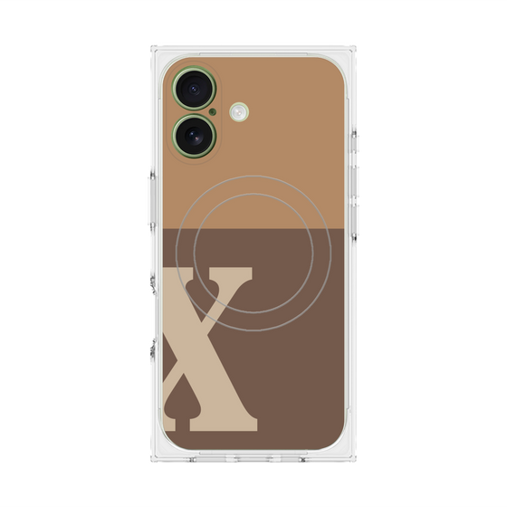Premium Square Case with MagSafe［ Original - initial two tone - X brown ］