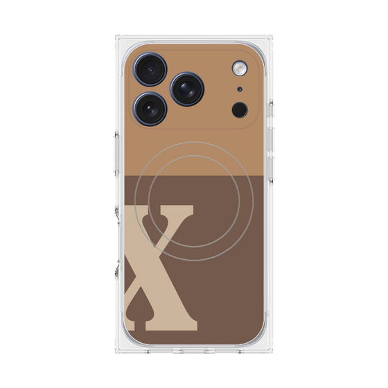 Premium Square Case with MagSafe［ Original - initial two tone - X brown ］