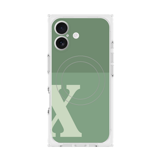 Premium Square Case with MagSafe［ Original - initial two tone - X green ］