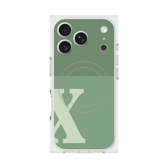 Premium Square Case with MagSafe［ Original - initial two tone - X green ］