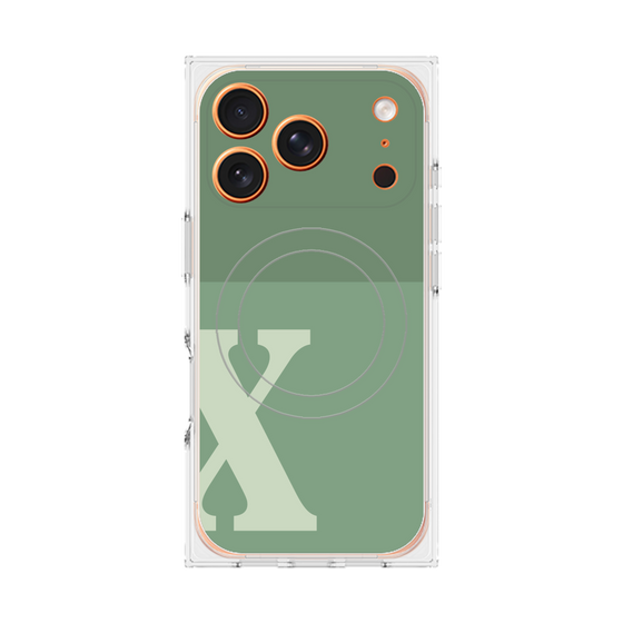 Premium Square Case with MagSafe［ Original - initial two tone - X green ］
