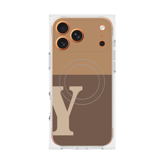 Premium Square Case with MagSafe［ Original - initial two tone - Y brown ］