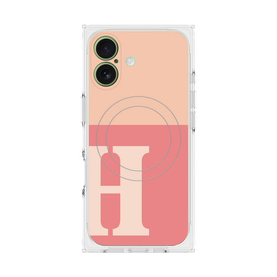Premium Square Case with MagSafe［ Original - initial two tone - H pink ］