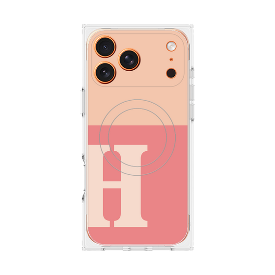 Premium Square Case with MagSafe［ Original - initial two tone - H pink ］