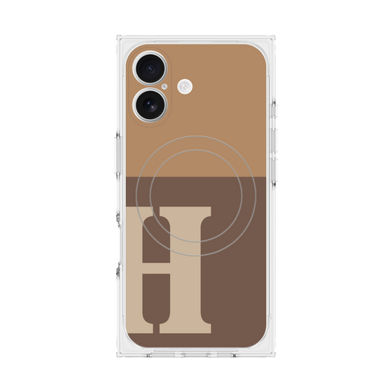 Premium Square Case with MagSafe［ Original - initial two tone - H brown ］