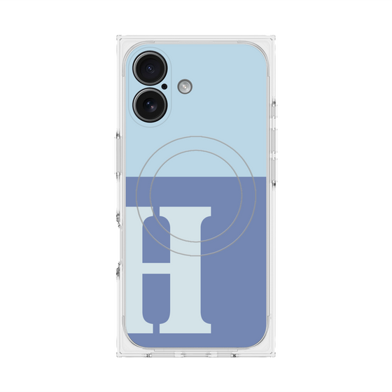 Premium Square Case with MagSafe［ Original - initial two tone - H blue ］