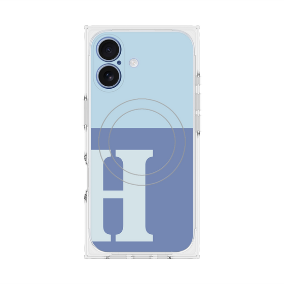 Premium Square Case with MagSafe［ Original - initial two tone - H blue ］