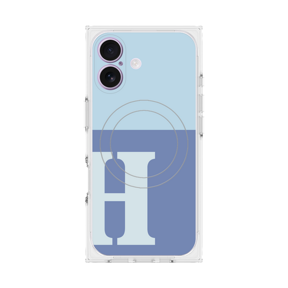 Premium Square Case with MagSafe［ Original - initial two tone - H blue ］