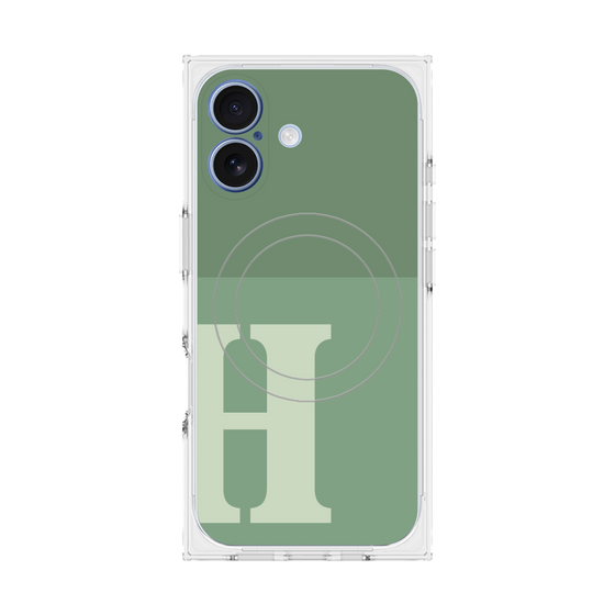 Premium Square Case with MagSafe［ Original - initial two tone - H green ］