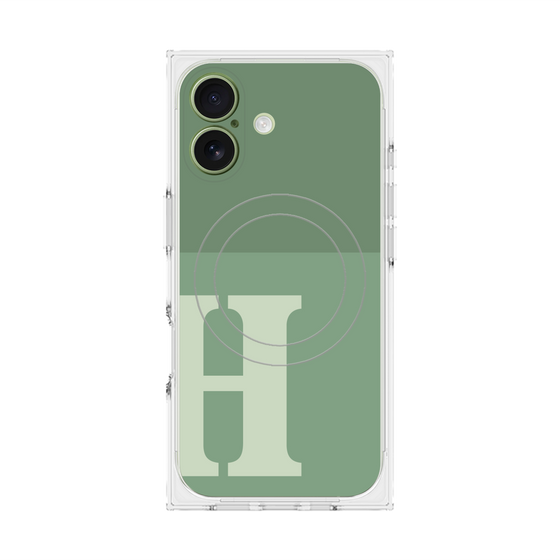 Premium Square Case with MagSafe［ Original - initial two tone - H green ］