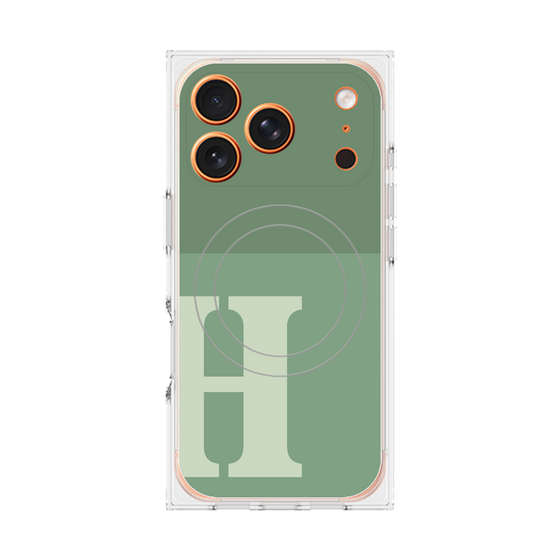 Premium Square Case with MagSafe［ Original - initial two tone - H green ］