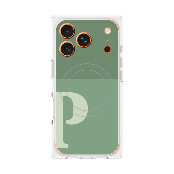 Premium Square Case with MagSafe［ Original - initial two tone - P green ］