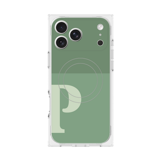 Premium Square Case with MagSafe［ Original - initial two tone - P green ］