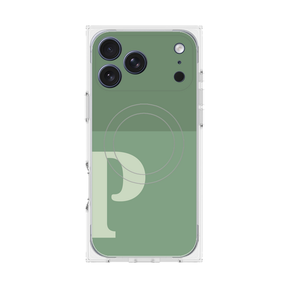 Premium Square Case with MagSafe［ Original - initial two tone - P green ］