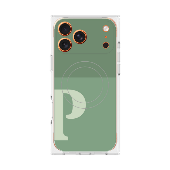 Premium Square Case with MagSafe［ Original - initial two tone - P green ］