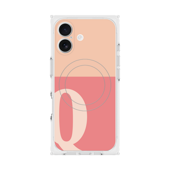 Premium Square Case with MagSafe［ Original - initial two tone - Q pink ］