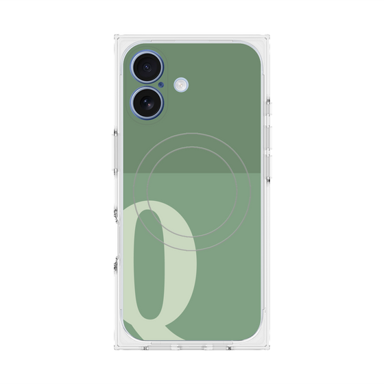 Premium Square Case with MagSafe［ Original - initial two tone - Q green ］