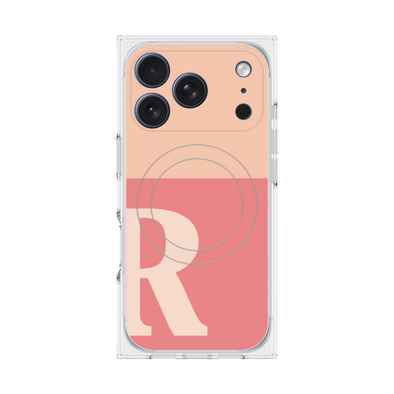 Premium Square Case with MagSafe［ Original - initial two tone - R pink ］
