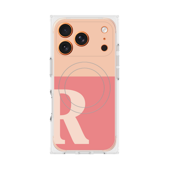 Premium Square Case with MagSafe［ Original - initial two tone - R pink ］
