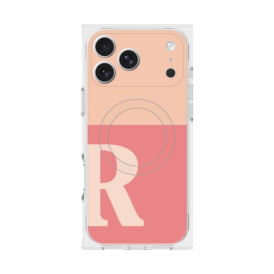 Premium Square Case with MagSafe［ Original - initial two tone - R pink ］