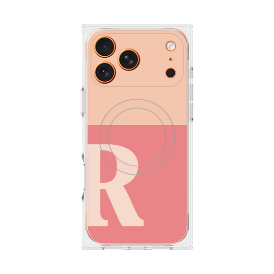 Premium Square Case with MagSafe［ Original - initial two tone - R pink ］