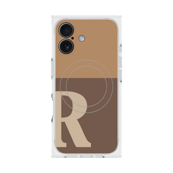 Premium Square Case with MagSafe［ Original - initial two tone - R brown ］