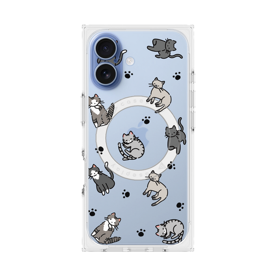 Premium Square Case with MagSafe［ Original - CASEPLAY Cat All-over Pattern - color ］