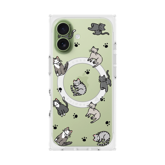 Premium Square Case with MagSafe［ Original - CASEPLAY Cat All-over Pattern - color ］