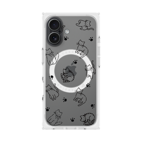 Premium Square Case with MagSafe［ Original - CASEPLAY Cat All-over Pattern - black ］