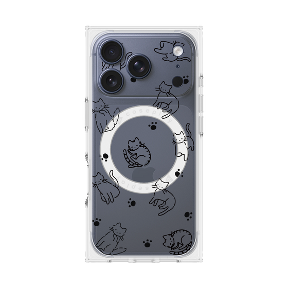 Premium Square Case with MagSafe［ Original - CASEPLAY Cat All-over Pattern - black ］