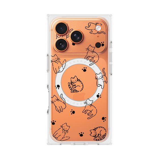 Premium Square Case with MagSafe［ Original - CASEPLAY Cat All-over Pattern - black ］