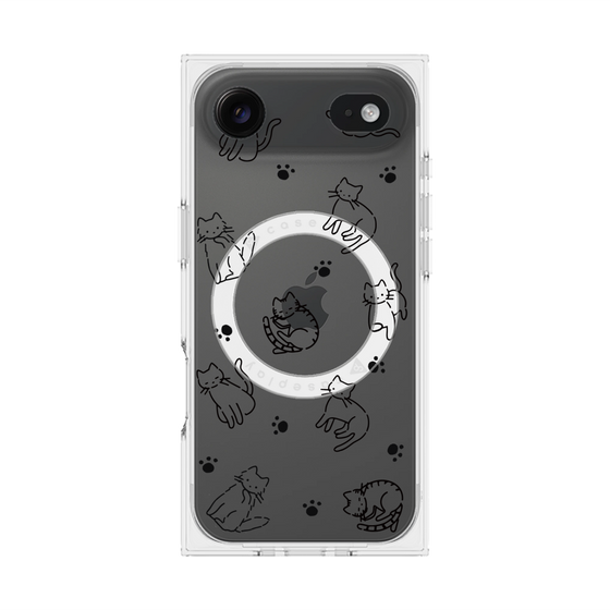 Premium Square Case with MagSafe［ Original - CASEPLAY Cat All-over Pattern - black ］