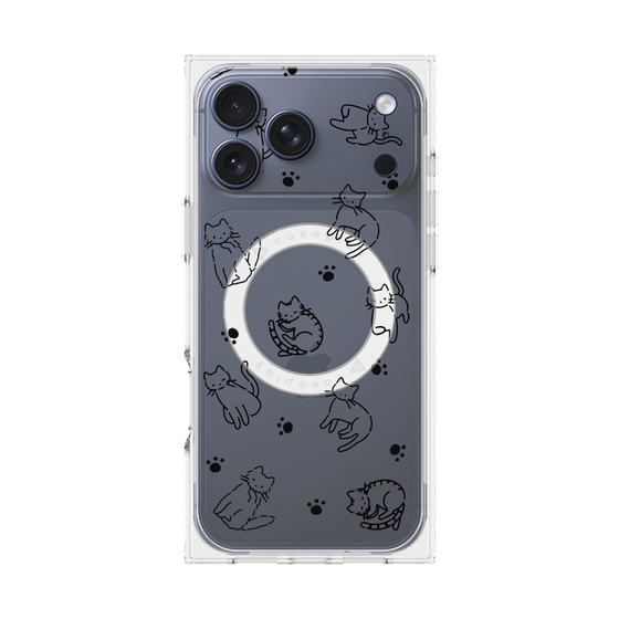 Premium Square Case with MagSafe［ Original - CASEPLAY Cat All-over Pattern - black ］