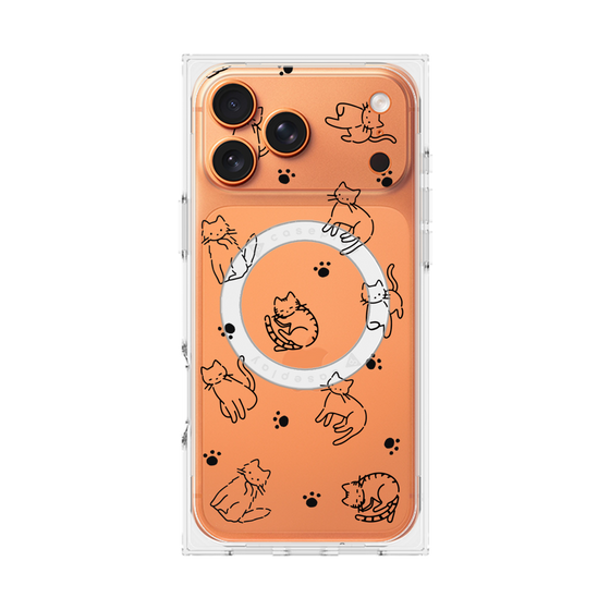 Premium Square Case with MagSafe［ Original - CASEPLAY Cat All-over Pattern - black ］