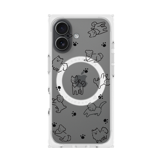 Premium Square Case with MagSafe［ Original - CASEPLAY Dog All-over Pattern - black ］