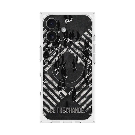 Premium Square Case with MagSafe［ Original - Dot Overlay - BE THE CHANGE/B ］