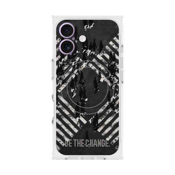 Premium Square Case with MagSafe［ Original - Dot Overlay - BE THE CHANGE/B ］