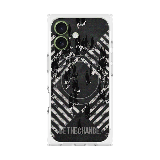 Premium Square Case with MagSafe［ Original - Dot Overlay - BE THE CHANGE/B ］