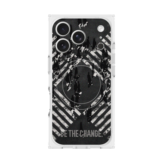 Premium Square Case with MagSafe［ Original - Dot Overlay - BE THE CHANGE/B ］