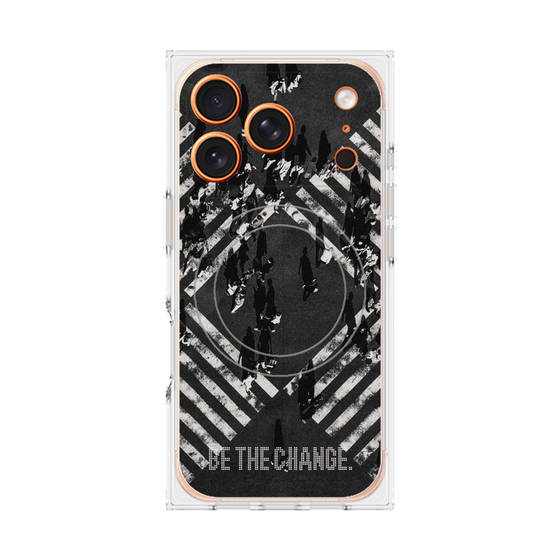 Premium Square Case with MagSafe［ Original - Dot Overlay - BE THE CHANGE/B ］