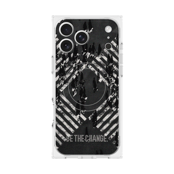 Premium Square Case with MagSafe［ Original - Dot Overlay - BE THE CHANGE/B ］