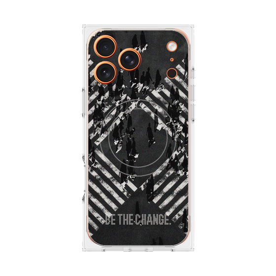 Premium Square Case with MagSafe［ Original - Dot Overlay - BE THE CHANGE/B ］