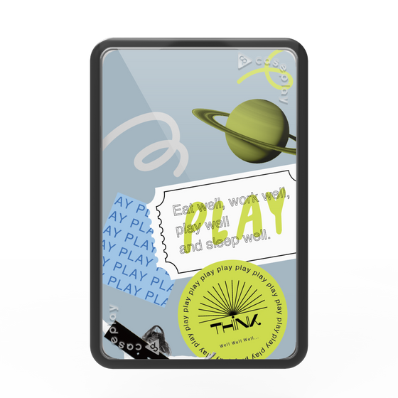 Premium Card Wallet［ Playful sticker - Dusty Blue ］