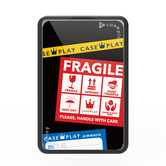 Premium Card Wallet［ FRAGILE Stickers - Black ］