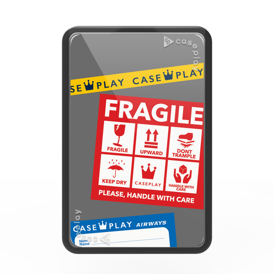 Premium Card Wallet［ FRAGILE Stickers - Gray ］