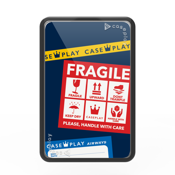Premium Card Wallet［ FRAGILE Stickers - Navy ］