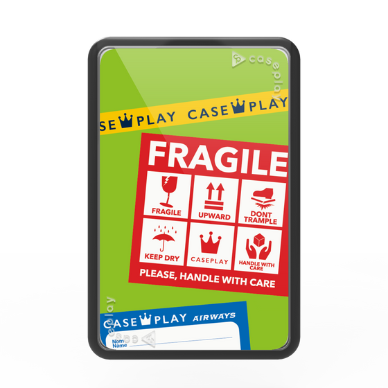 Premium Card Wallet［ FRAGILE Stickers - Green ］