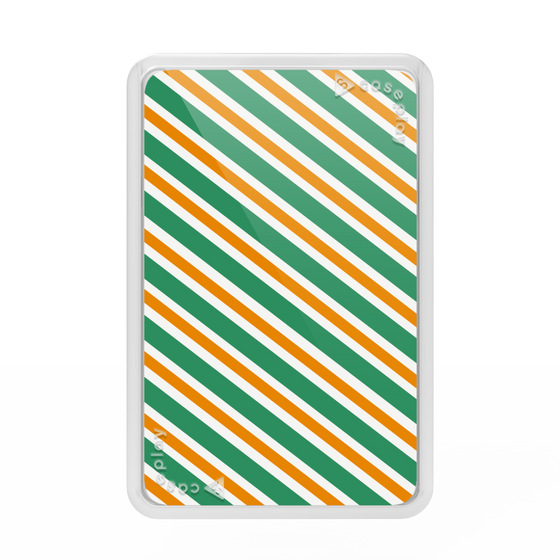 Premium Card Wallet［ Small Stripe - Green × Orange ］