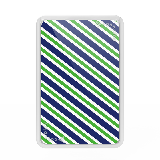 Premium Card Wallet［ Small Stripe - Navy × Green ］