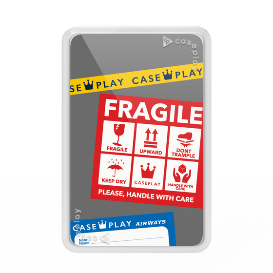 Premium Card Wallet［ FRAGILE Stickers - Gray ］